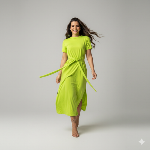 Vestido Midi Confort com Amarração