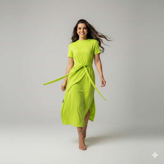 Vestido Midi Confort com Amarração