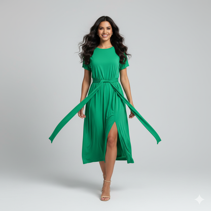 Vestido Midi Confort com Amarração