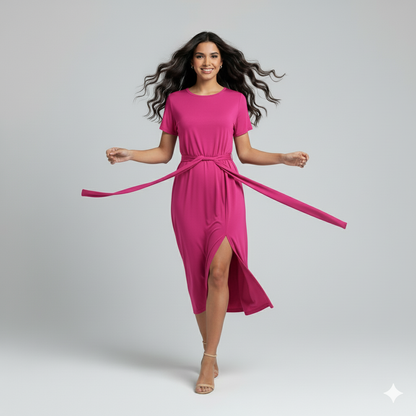 Vestido Midi Confort com Amarração