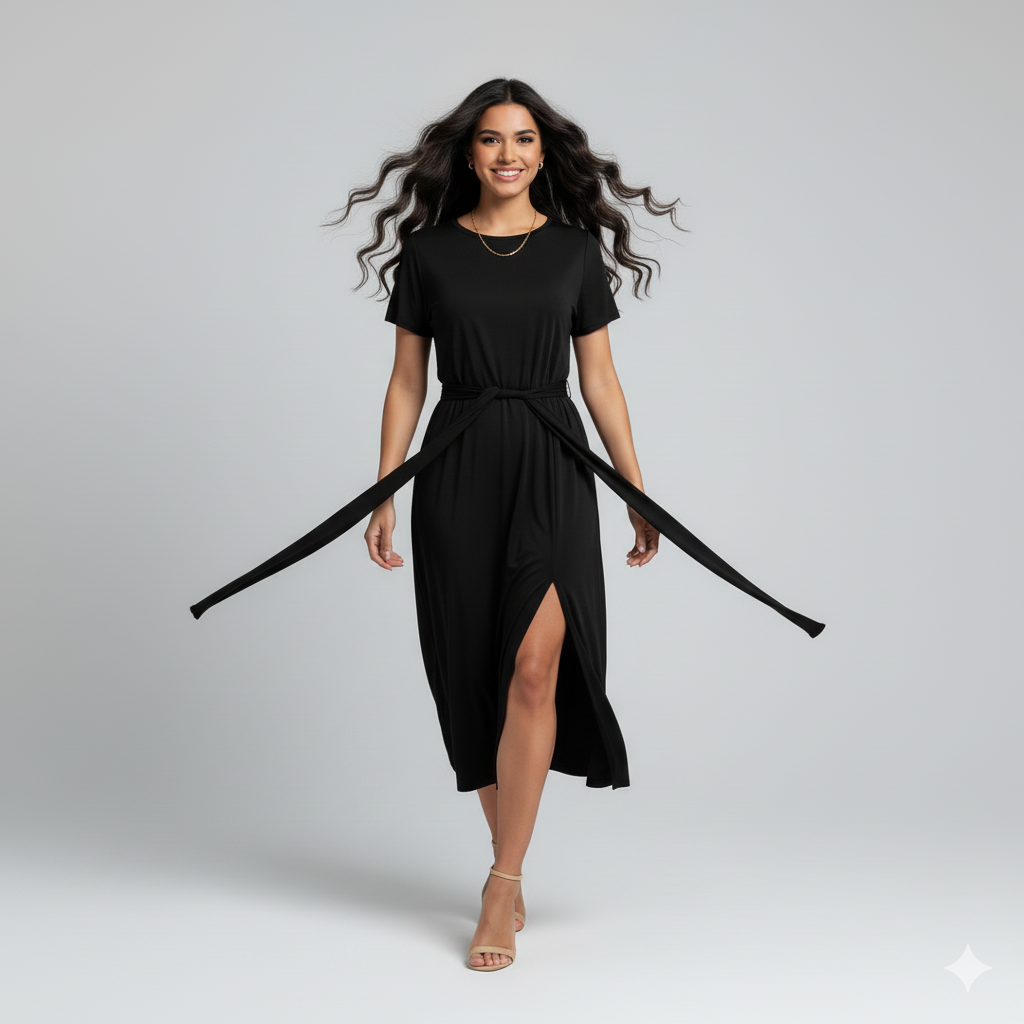 Vestido Midi Confort com Amarração