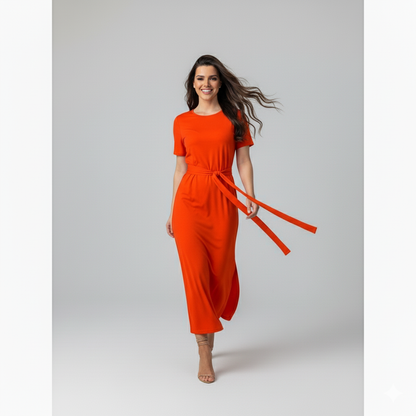 Vestido Midi Confort com Amarração