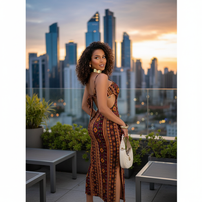 Vestido Midi Tubinho Estampado | Não Amarrota & Ajuste Perfeito