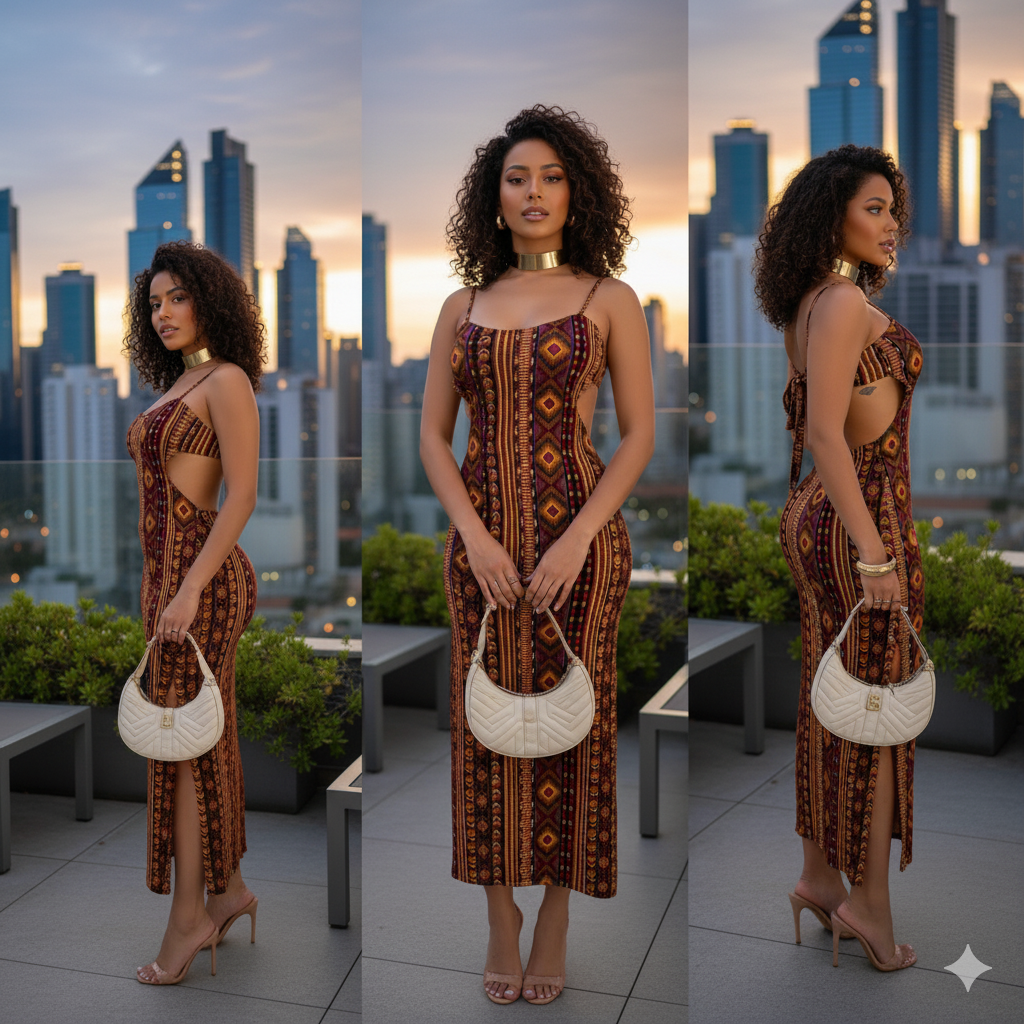 Vestido Midi Tubinho Estampado | Não Amarrota & Ajuste Perfeito