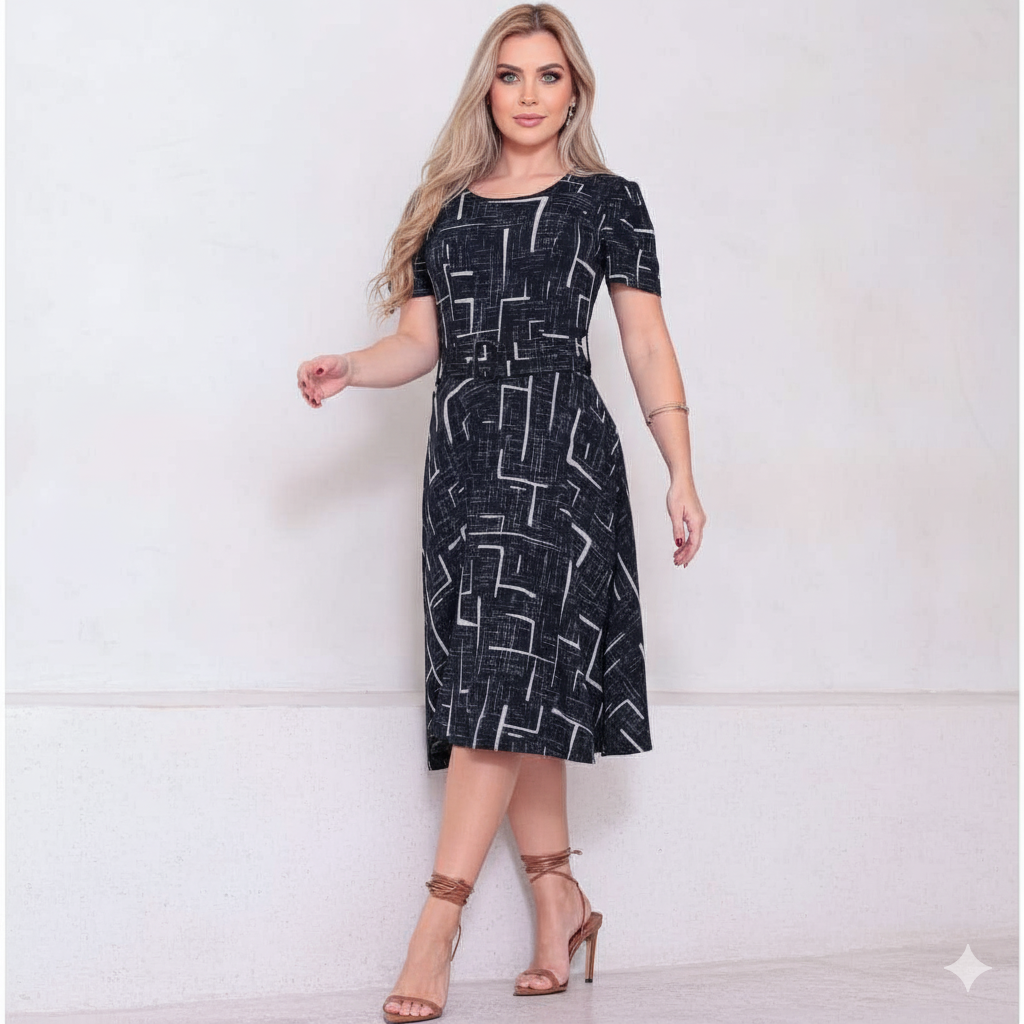 Vestido Midi Elegância Clássica