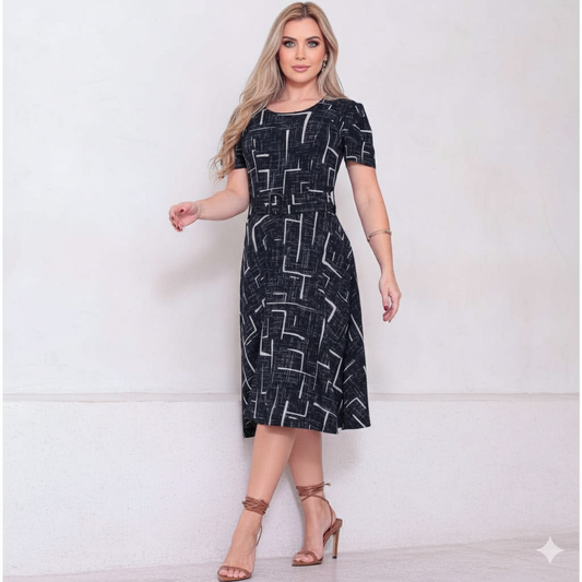 Vestido Midi Elegância Clássica