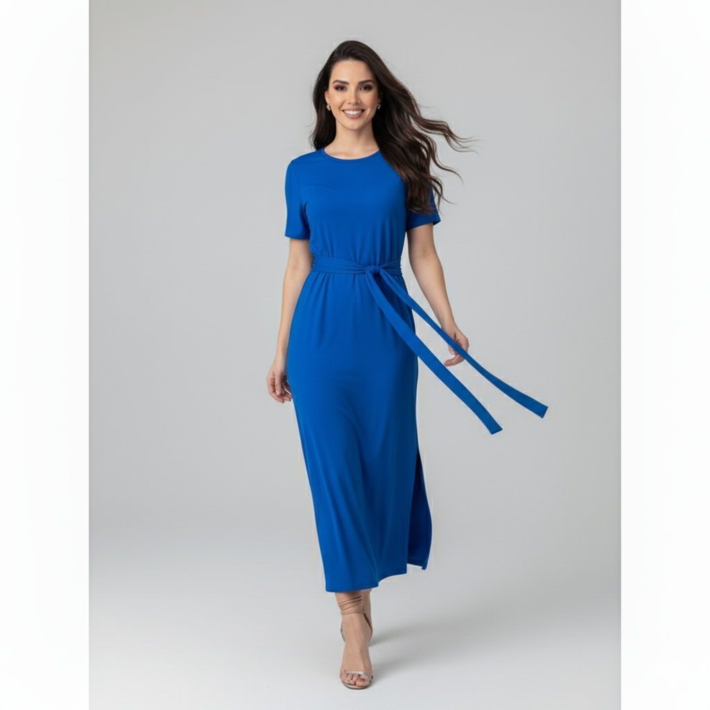 Vestido Midi Confort com Amarração