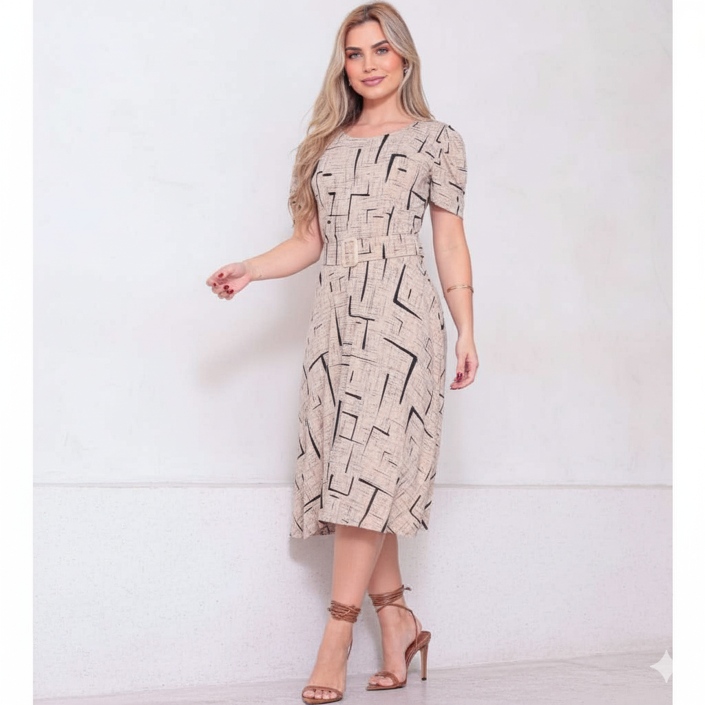 Vestido Midi Elegância Clássica