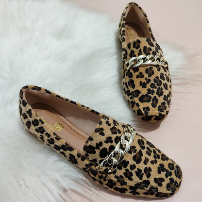 Mocassim Feminino Confort Bico Quadrado Corrente Promoção Ref. 4706