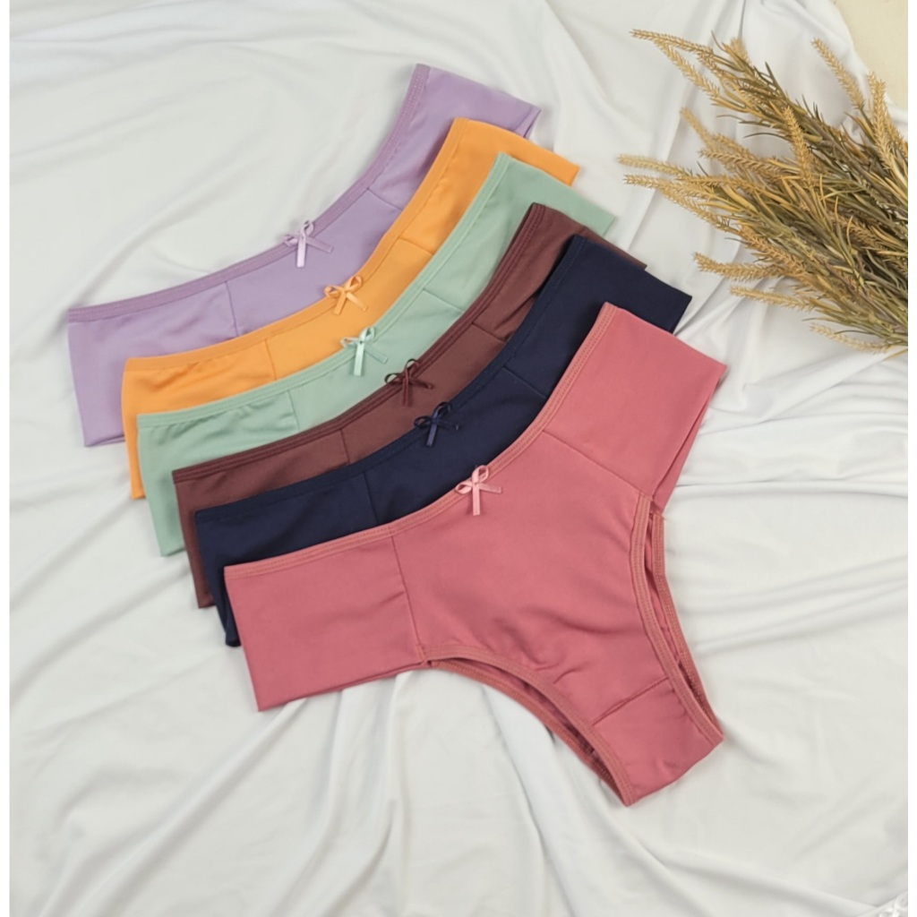 Kit 5 Calcinhas Femininas Tanga Microfibra Lisa Dia a Dia Cores Variadas Pala Alta