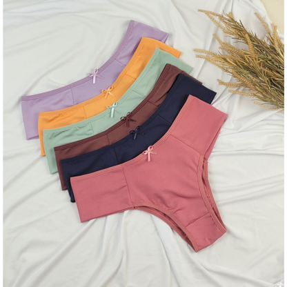 Kit 5 Calcinhas Femininas Tanga Microfibra Lisa Dia a Dia Cores Variadas Pala Alta