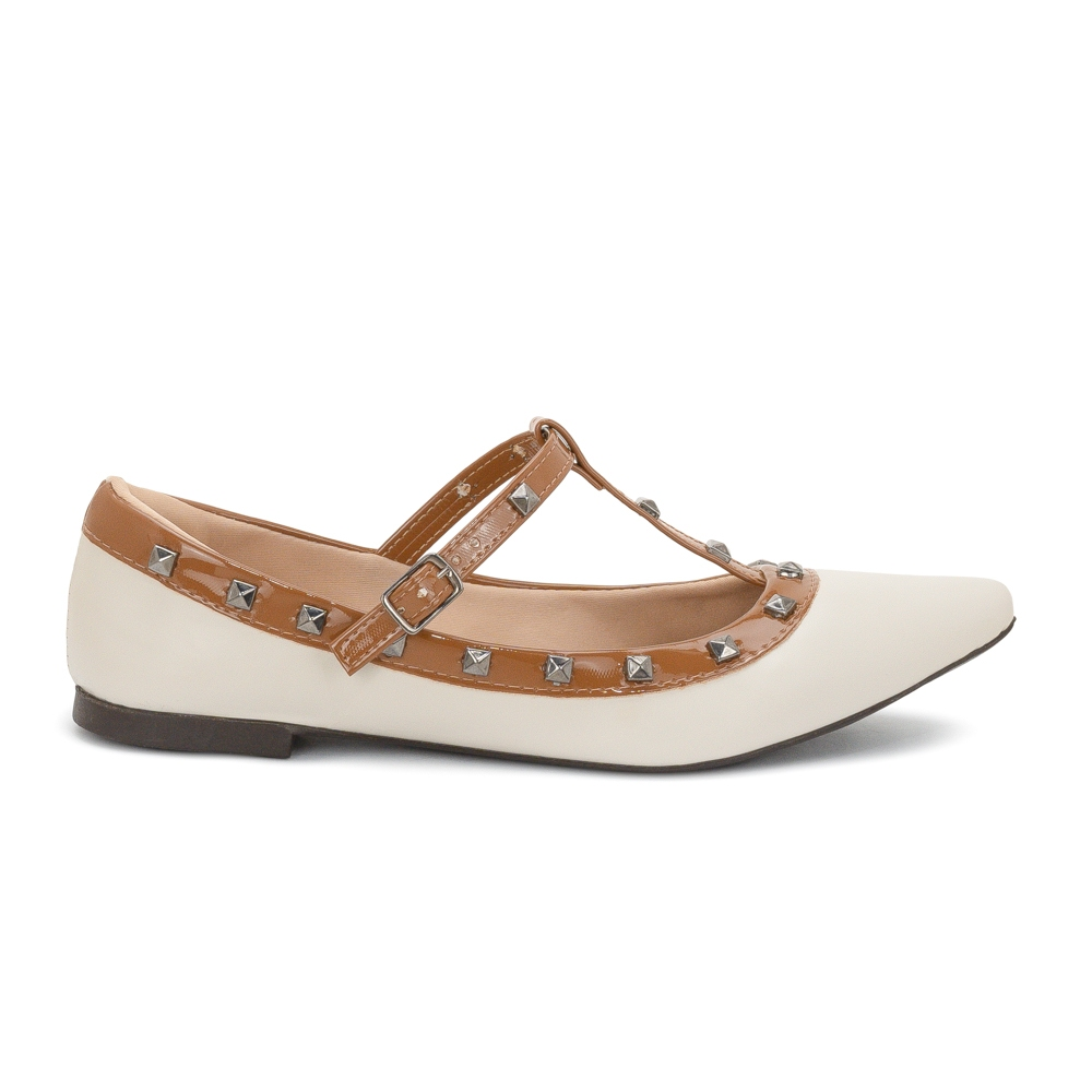 Sapatilha Feminina Bico Fino Spike Elegante Confortável Moda Casual