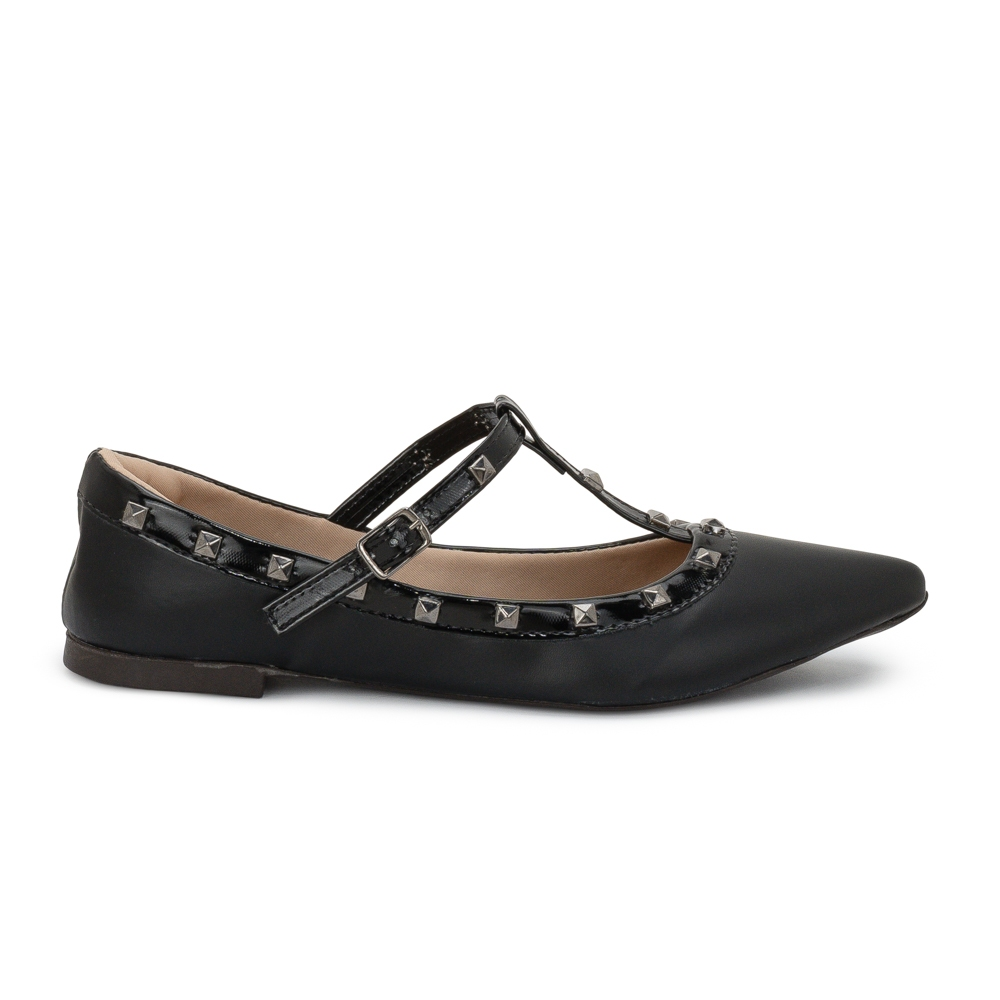 Sapatilha Feminina Bico Fino Spike Elegante Confortável Moda Casual