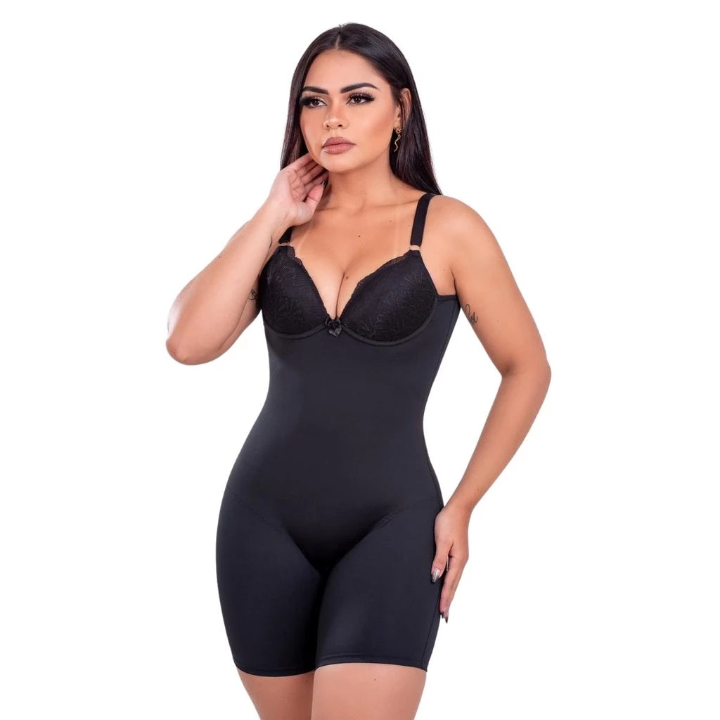 Cinta Macaquinho Modeladora de Alta Compressão Cetinete Body Com Bojo